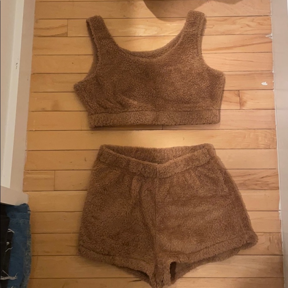 furry set of shorts and a cropped top!